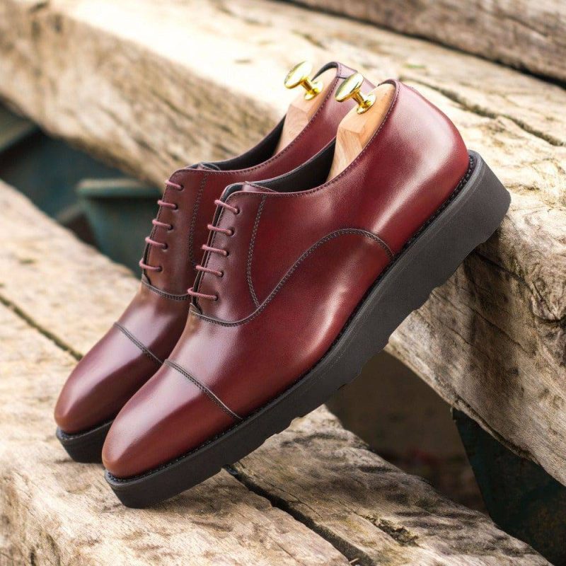 Custom Made Men's Goodyear Welt Oxford in Burgundy Box Calf