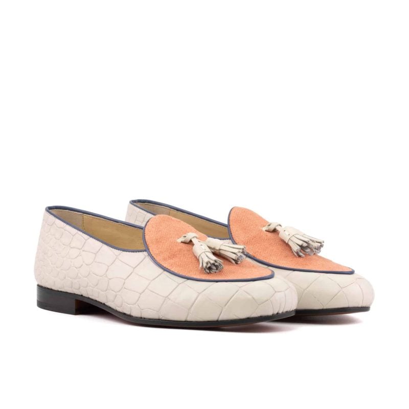 Taupe Croco Men's Belgian Slippers